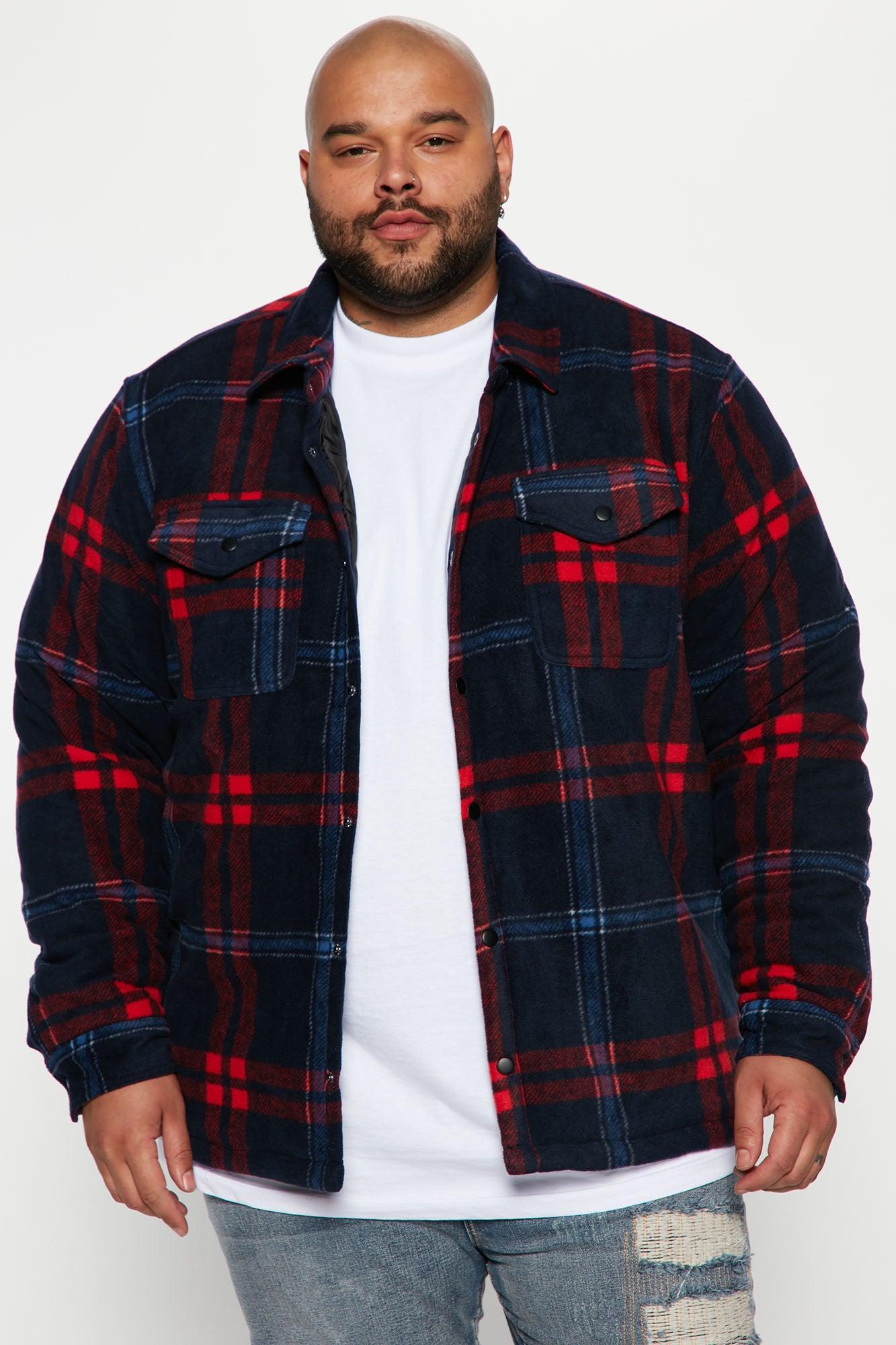 New Look Flannel Shacket - Navy/Red Product Image