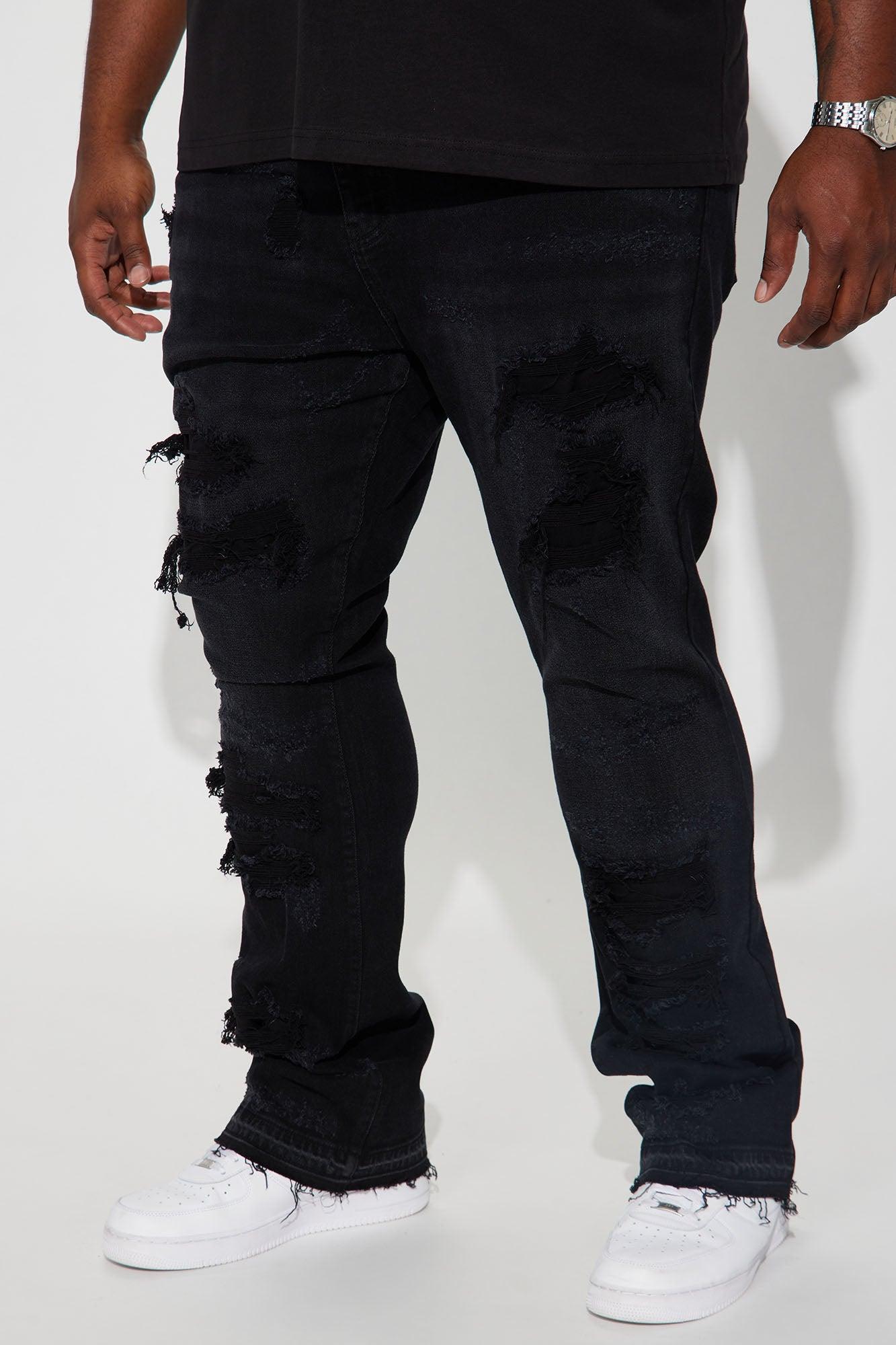 Cuff Me Stacked Skinny Flared Jeans - Black Wash Product Image