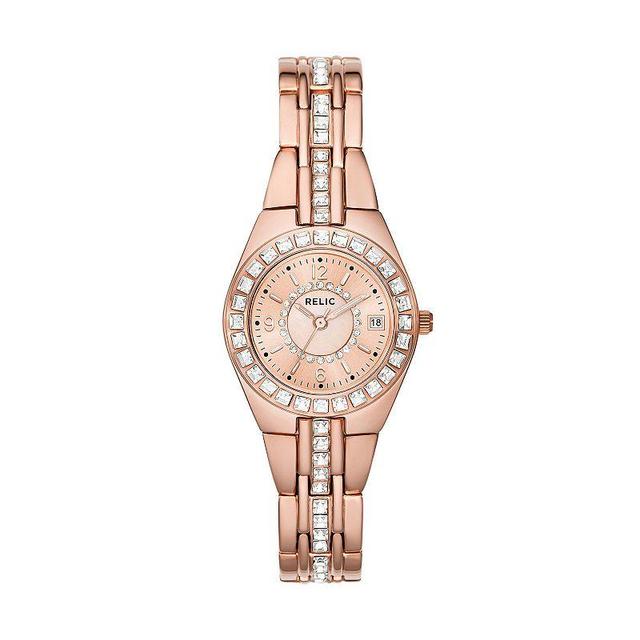 Relic by Fossil Womens Rose Gold Tone Crystal Watch Product Image