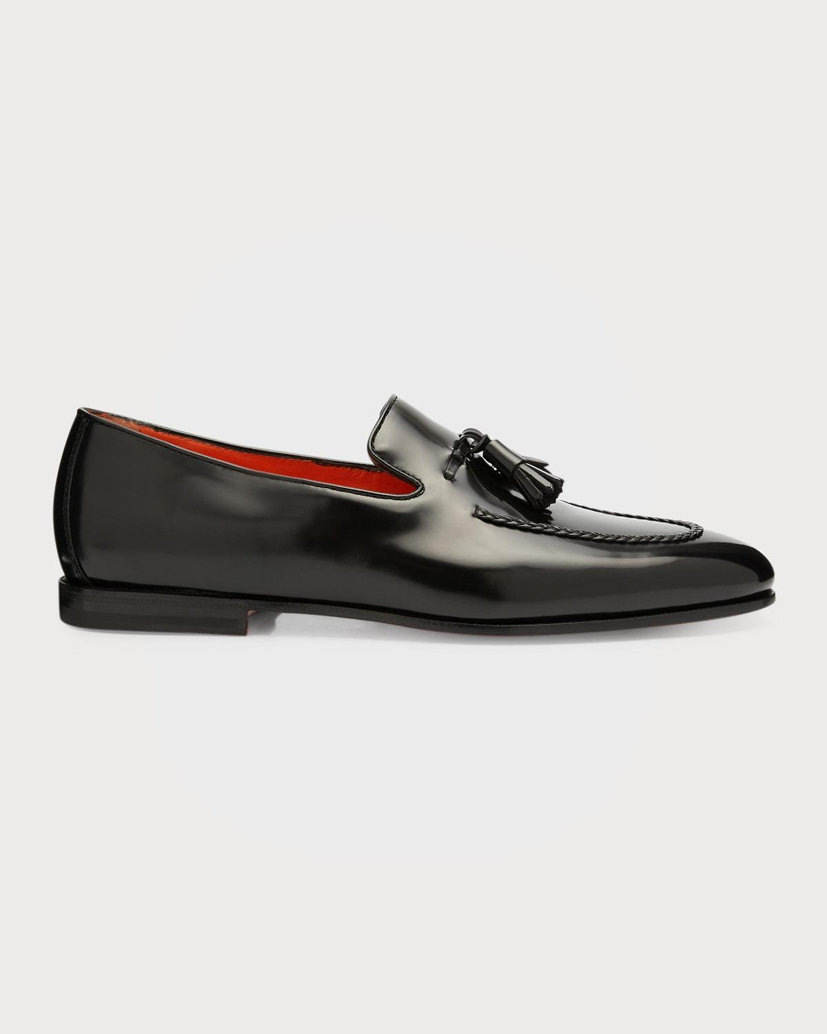 Mens Enameled Leather Tassel Loafers Product Image