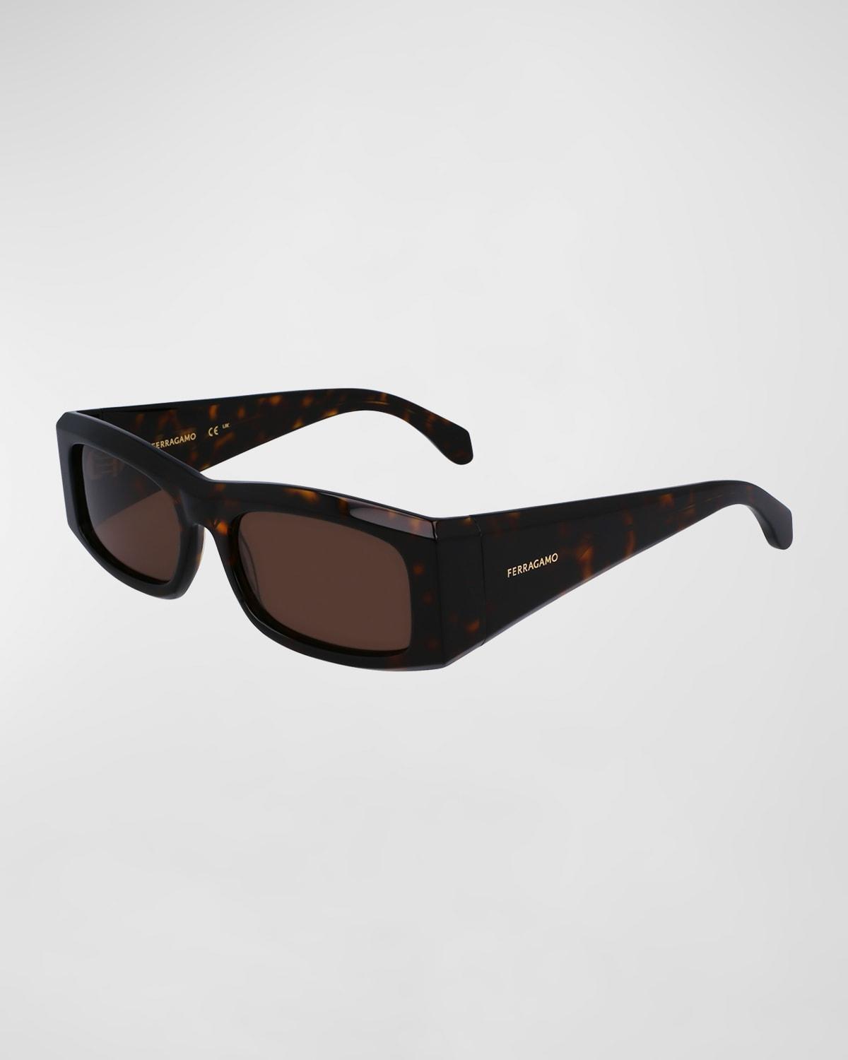 Mens Classic Logo Acetate Rectangle Sunglasses, 57mm Product Image