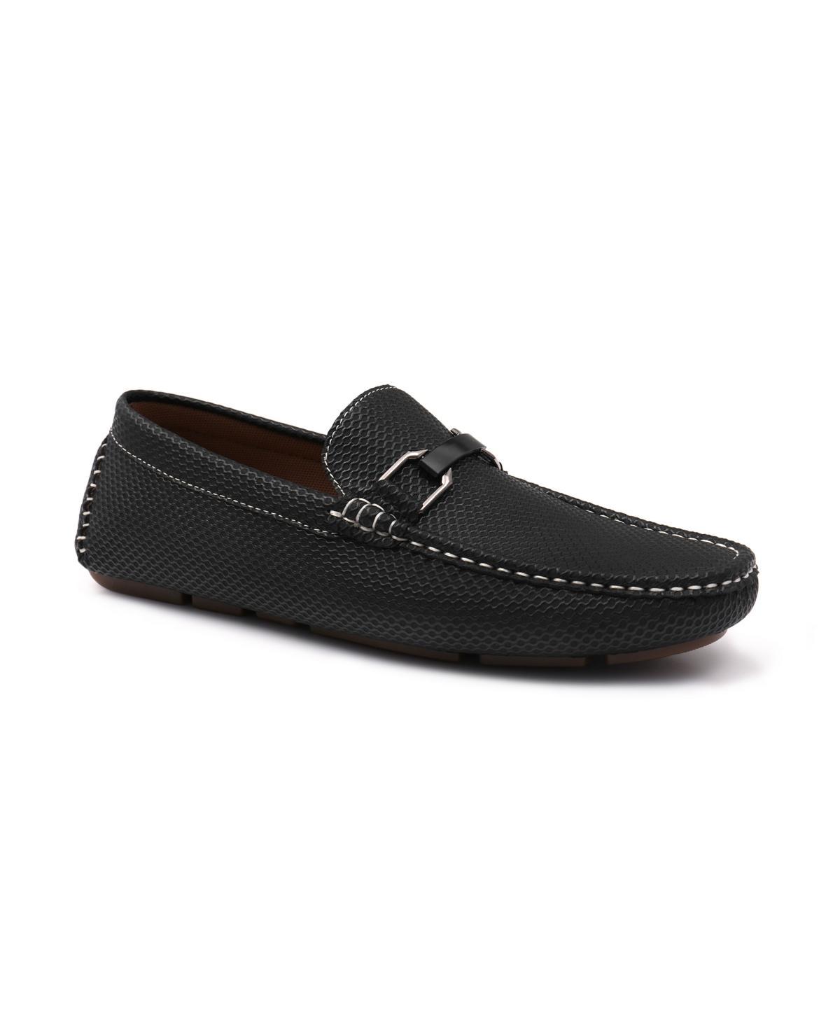 Aston Marc Mens Embossed Loafers Black Product Image