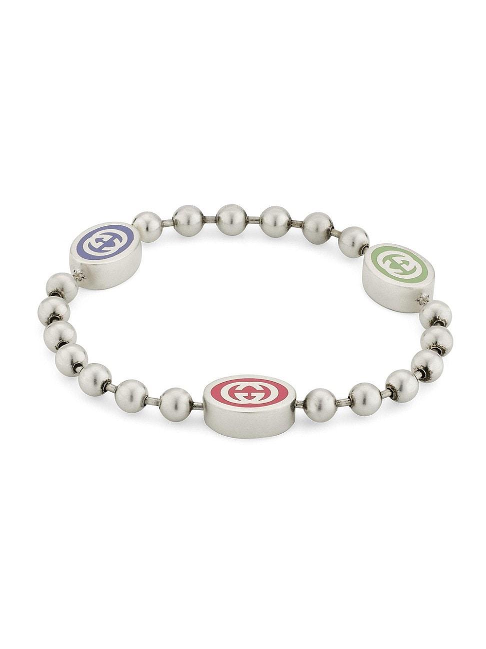 Womens Interlocking G Boule Sterling SIlver & Enamel Bead Stretch Bracelet Product Image