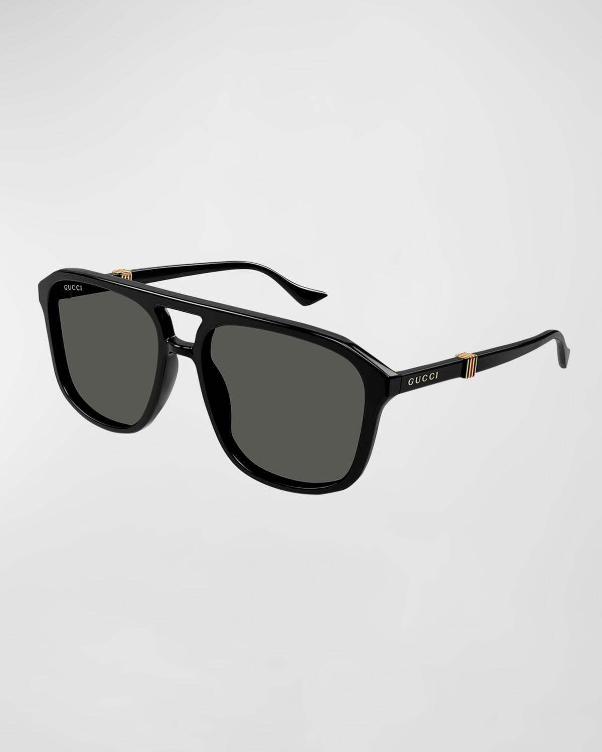 Mens Double-Bridge Acetate Aviator Sunglasses Product Image