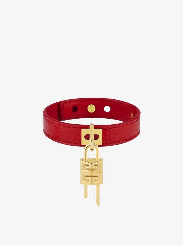 Mini Lock bracelet in metal and leather Product Image