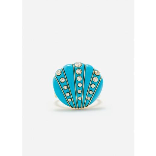 BAGUE COQUILLAGE TURQUOISE OR JAUNE Product Image