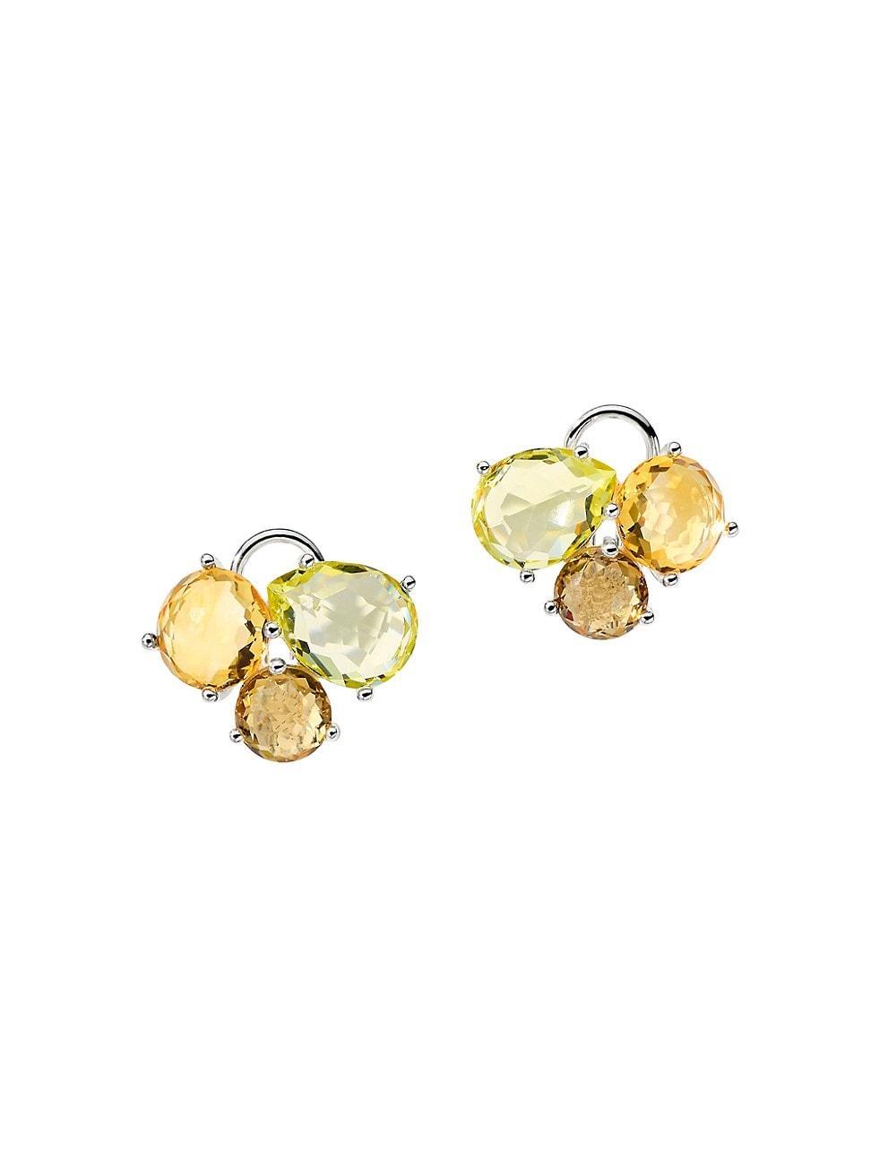 Womens Rock Candy Sterling Silver & Citrine Cluster Stud Earrings Product Image