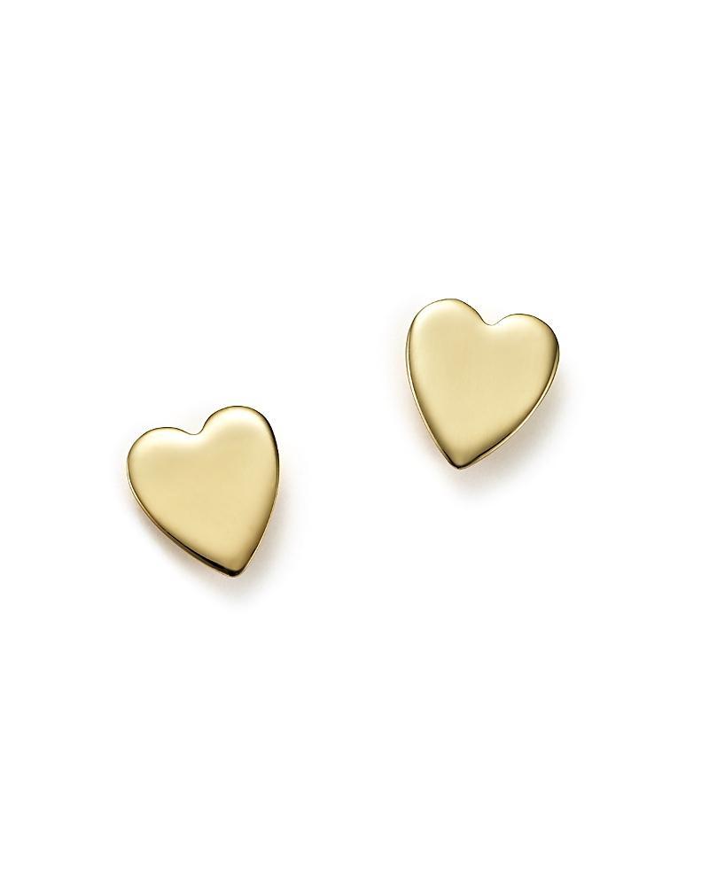 Flat Heart Stud Earrings in 14k Yellow Or White Gold Product Image