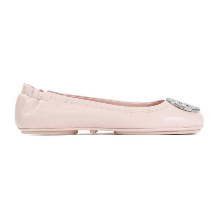 TORY BURCH Minnie Logo Embellished Ballerina Shoes In Neutrals Product Image