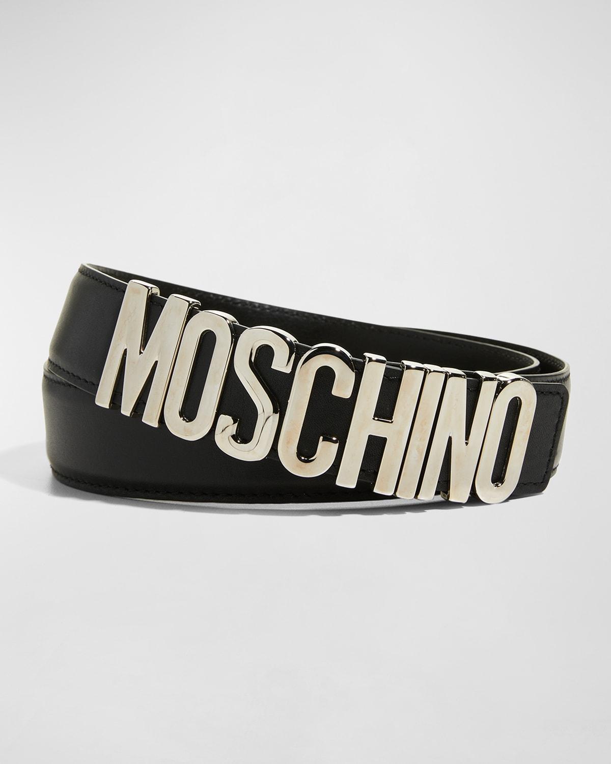 Mens Buckle-Logo Leather Belt Product Image