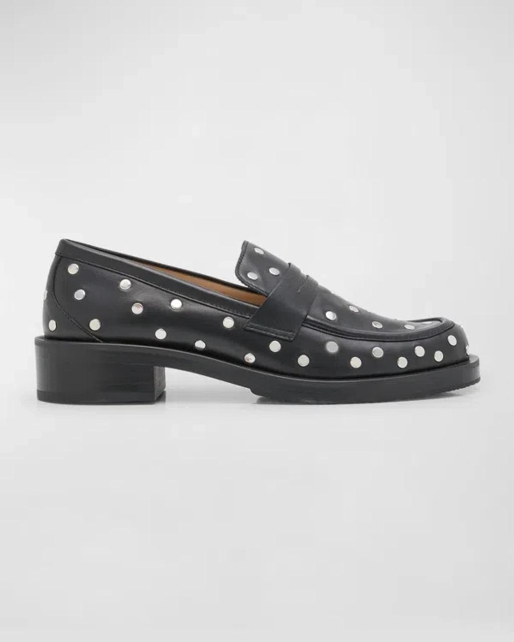 Stuart Weitzman Womens Palmer Bold Stud Embellished Penny Loafers Product Image