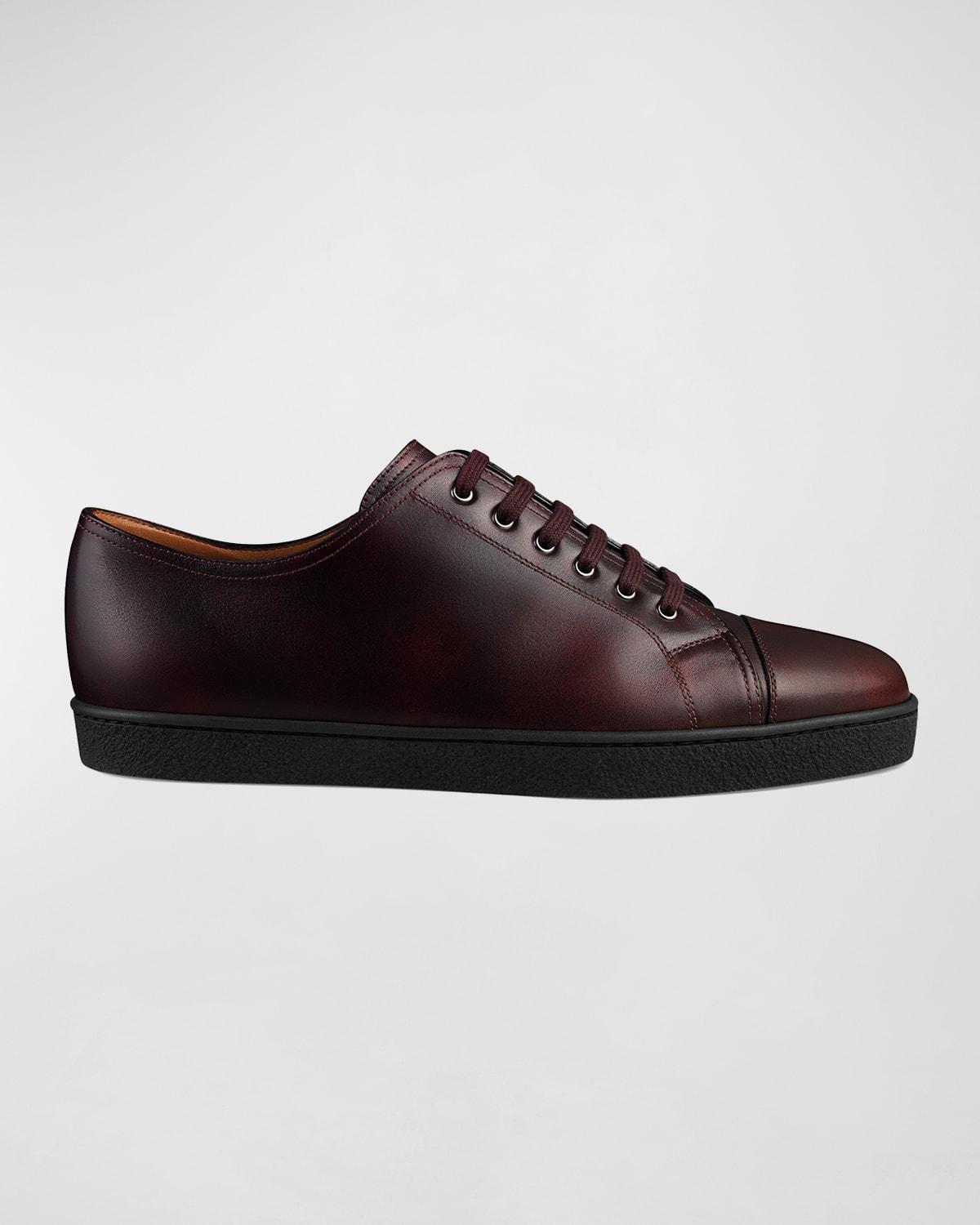 Mens Burnished Leather Low-Top Sneakers Product Image