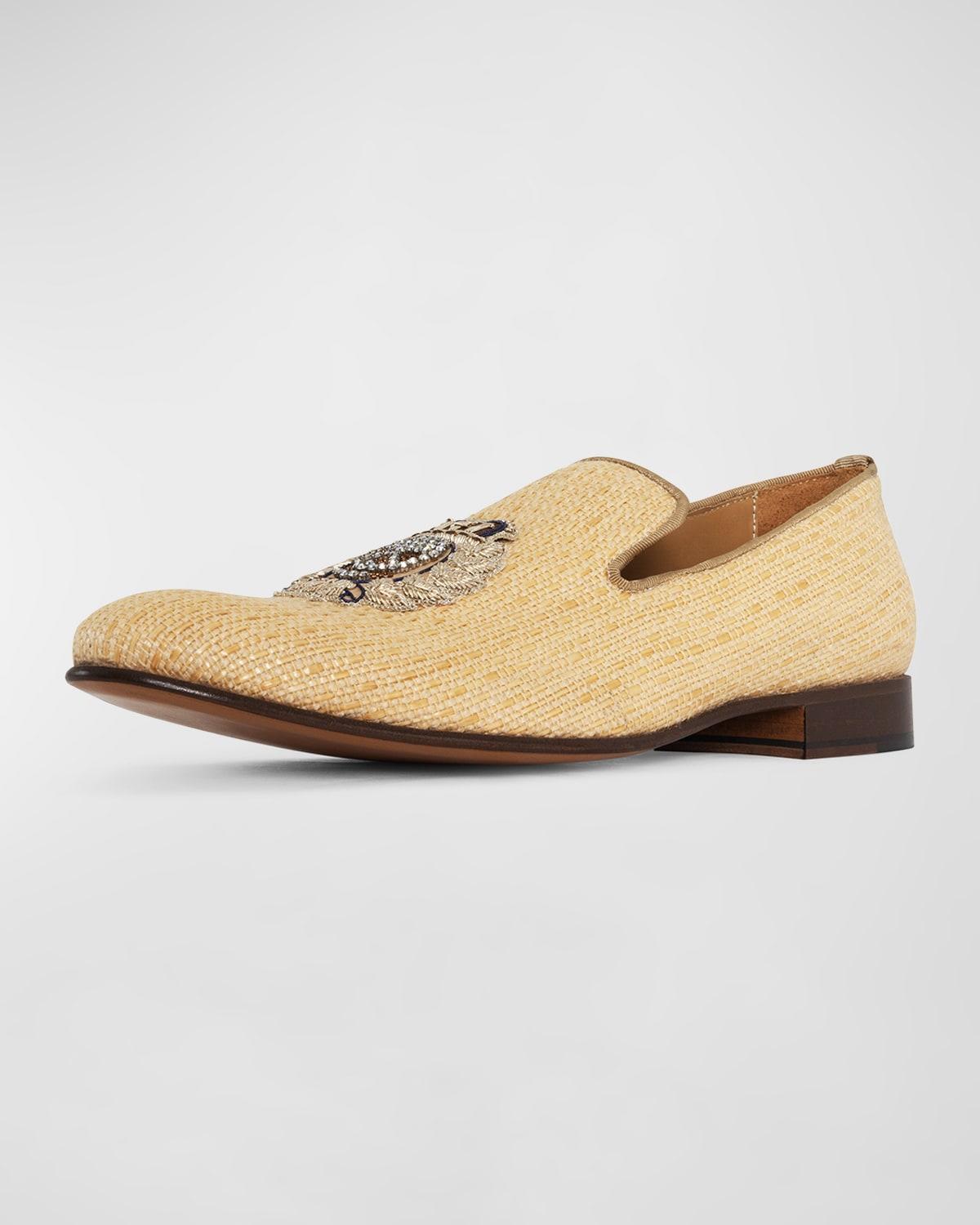 Men's Spencer Raffia Crest Logo Loafers Product Image