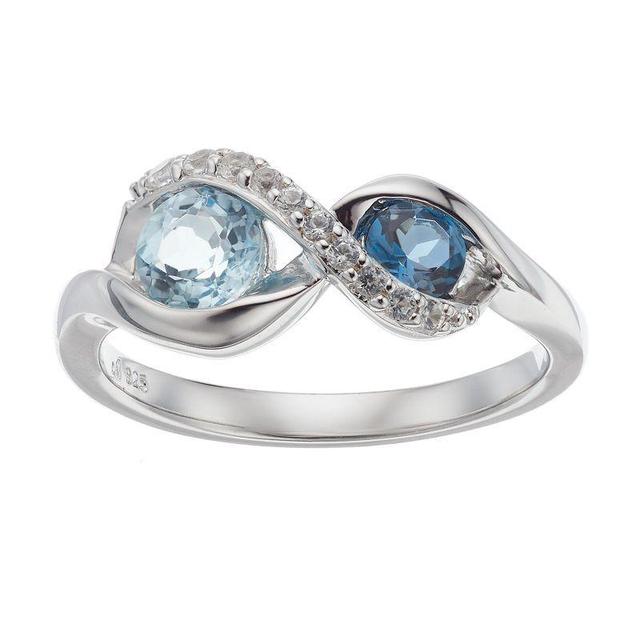 Sterling Silver Blue Topaz & Lab-Created White Sapphire Infinity Ring, Womens Product Image