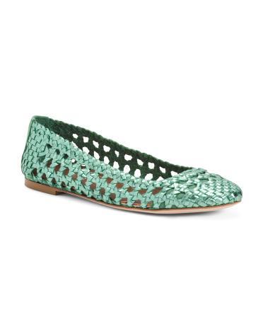 Leather Lucille Tresse Metallic Woven Ballet Flats For Women Product Image