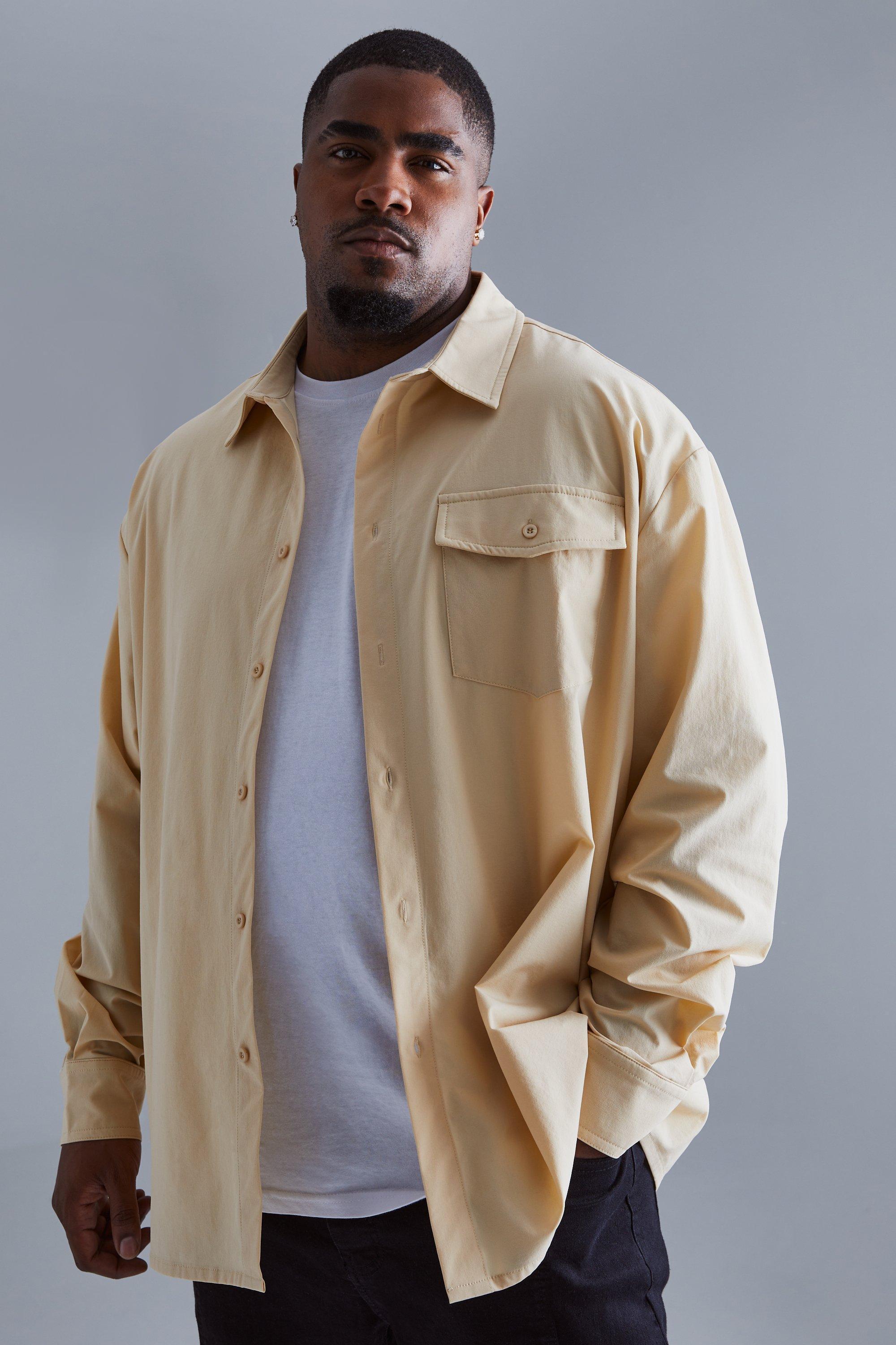 Plus Technical Stretch Smart Utility Overshirt | boohooMAN USA Product Image