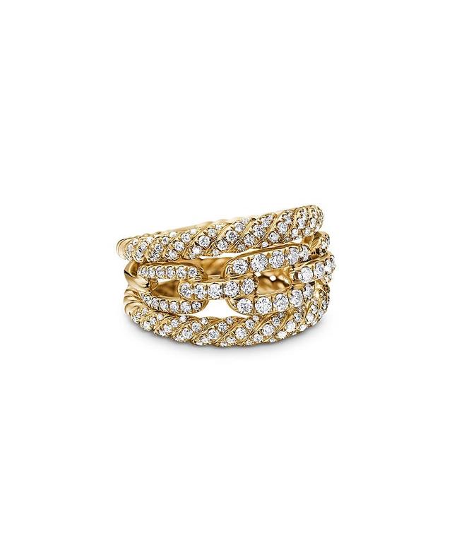 Womens Stax 18K Yellow Gold & Diamond Three-Row Ring Product Image