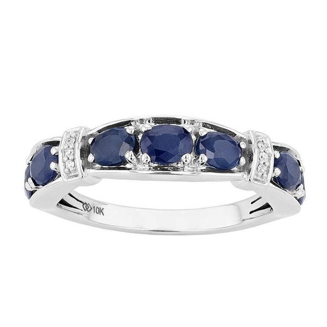 10k White Gold Oval Sapphire & Diamond Accent Ring, Womens Product Image