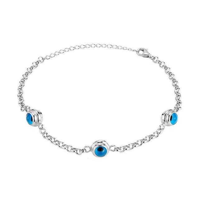 Sunkissed Sterling Triple Evil Eye Bracelet, Womens, Silver Tone Product Image