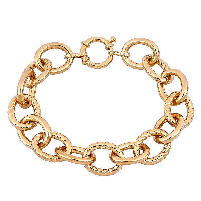 Stella Grace Gold Tone Sterling Silver Oval Link Bracelet, Womens Product Image