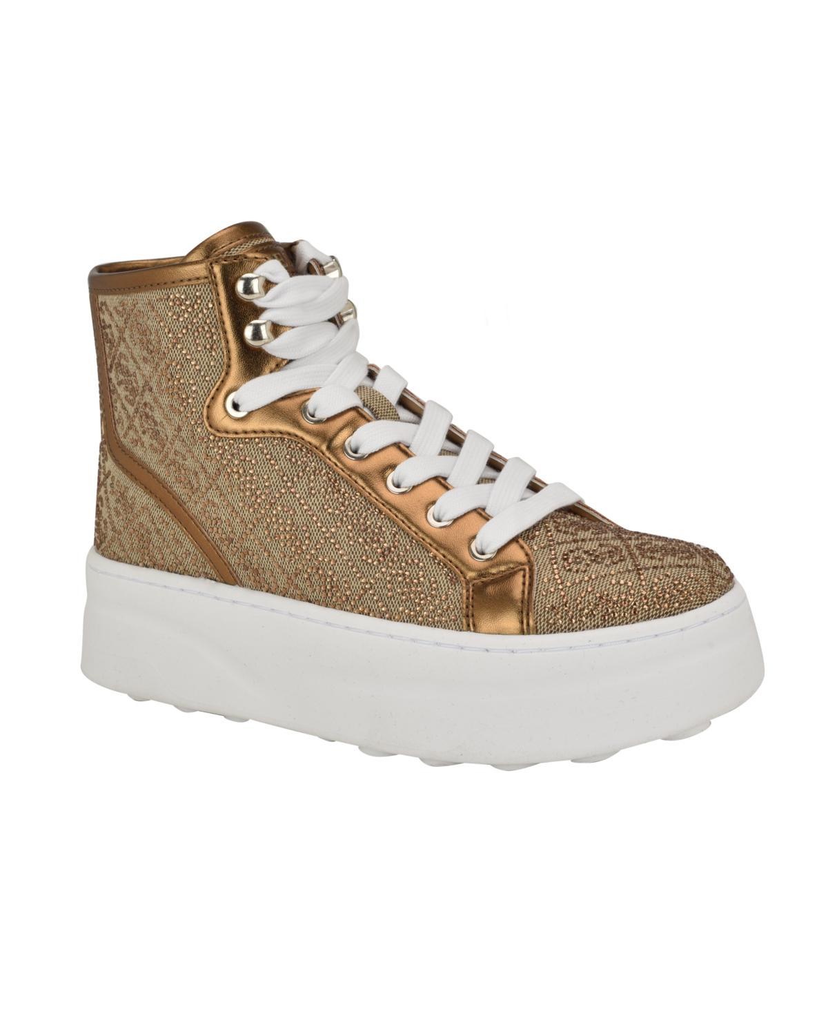 Guess Womens Queenly Rhinestone Embellished High Top Sneakers Product Image