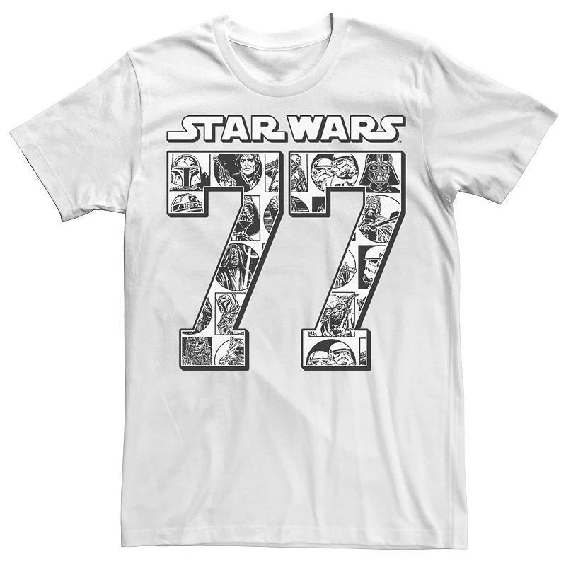 Mens Star Wars 77 And White Comic Panel Fill Graphic Tee Product Image