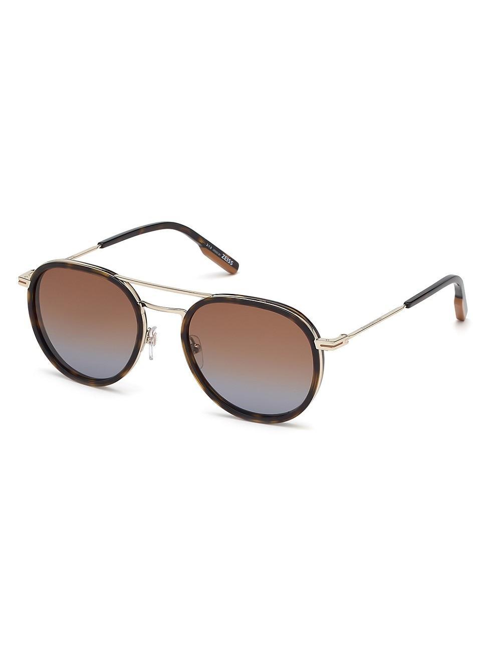 Mens 54MM Round Metal Sunglasses Product Image