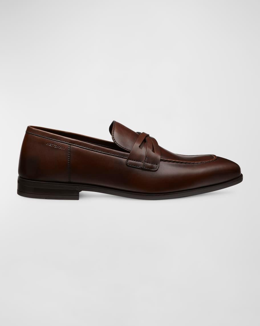 Mens Simon Crisscross Leather Penny Loafers Product Image