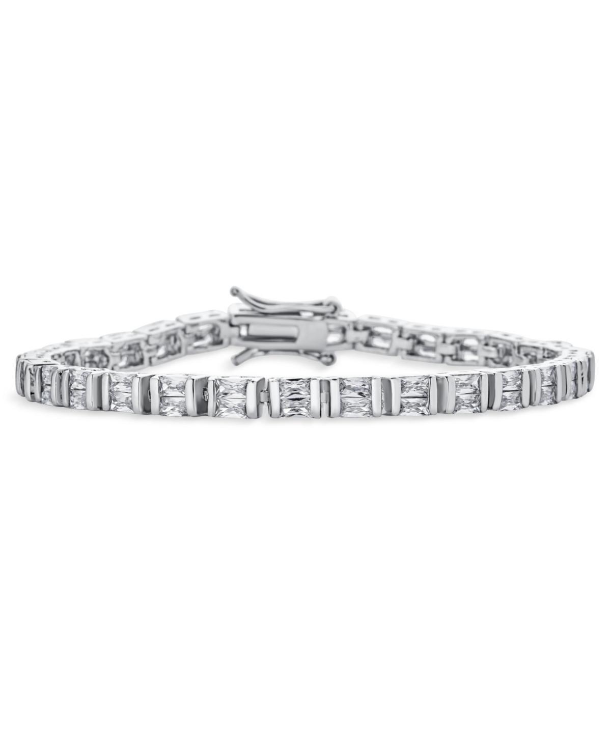 Bling Jewelry Alternating Sparkling 20CT Square Princess Cut Cubic Zirconia Tennis Bracelet For Women Silver Plated 7 Inch Product Image