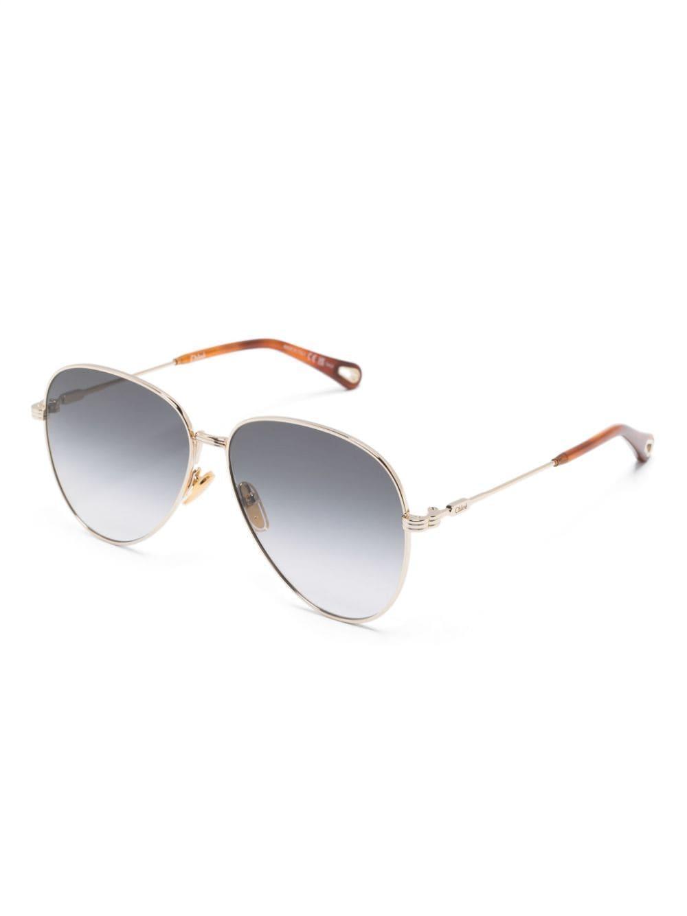 Gradient Pilot-frame Sunglasses In Gold Product Image