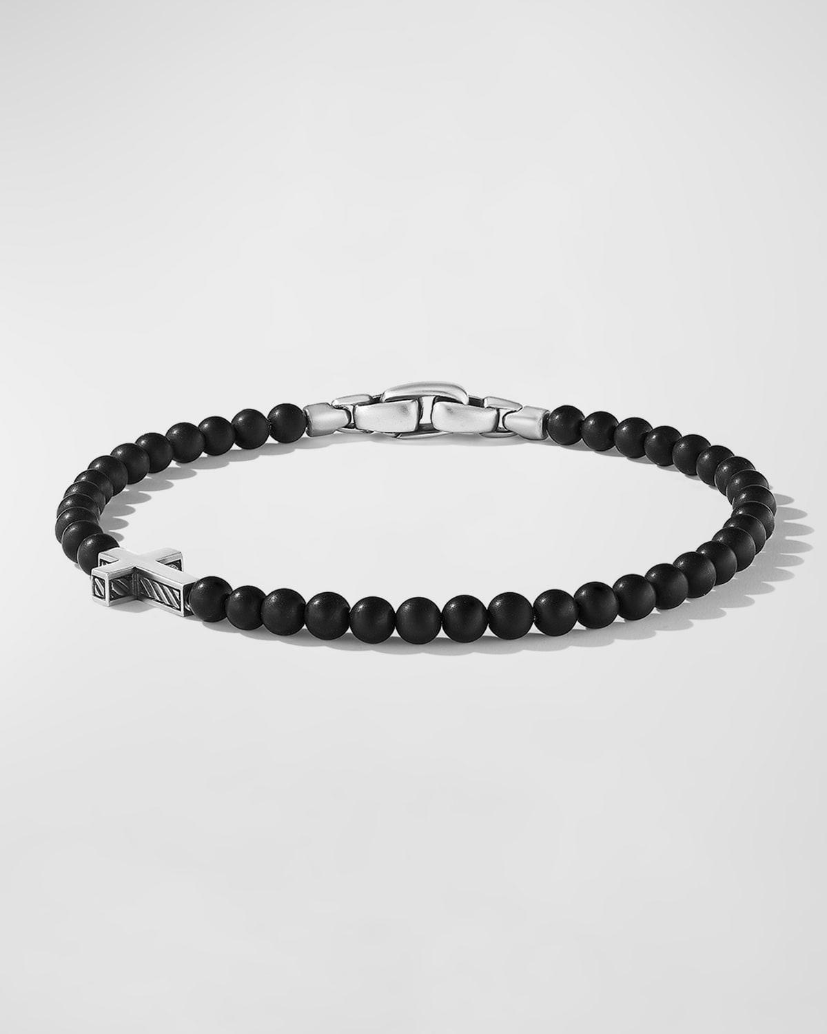 Mens Spiritual Beads Cross Station Bracelet Product Image