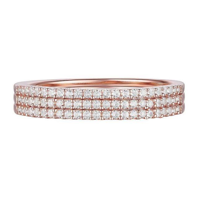 14k Rose Gold Over Silver 1/3 Carat T.W. Diamond Stack Ring Set, Womens Pink Tone Product Image