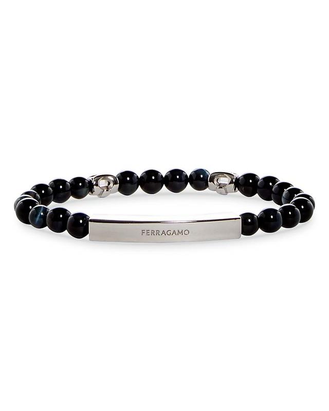 Men's Brass and Stone Beaded Bracelet Product Image