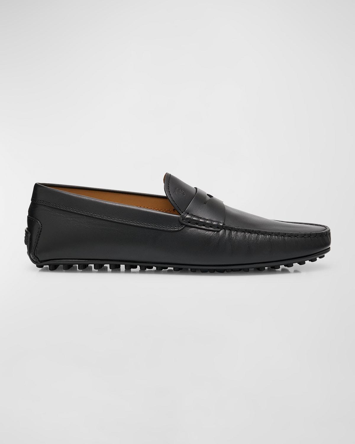 Mens Woven Leather Slippers, Black Product Image