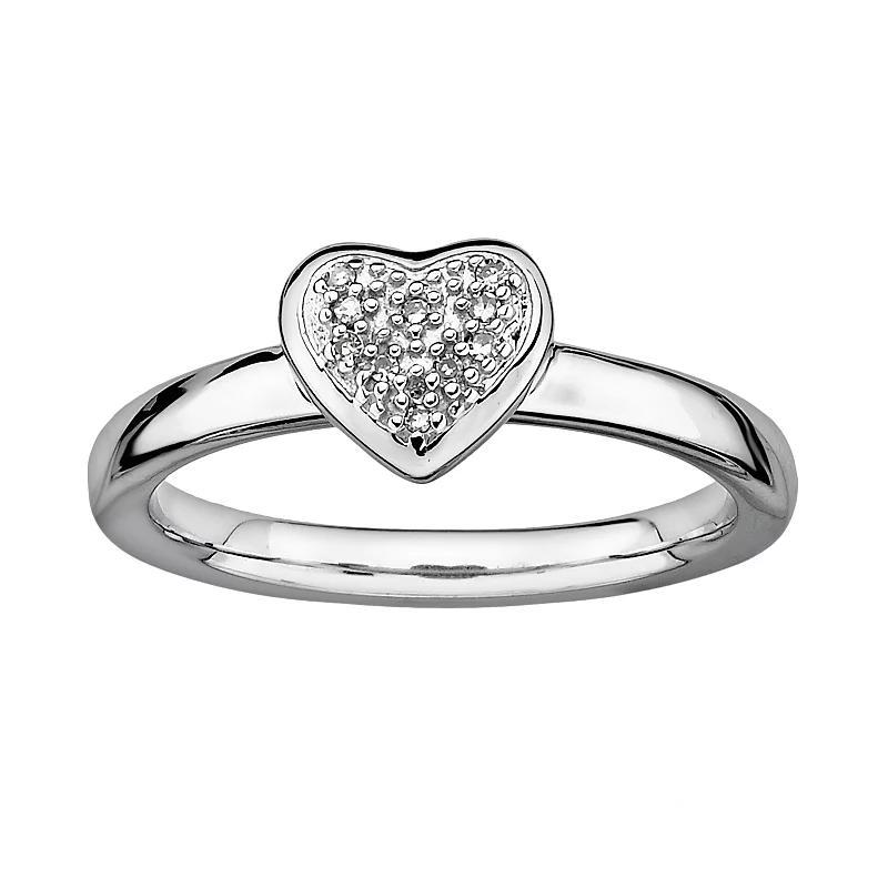 Stacks & Stones Sterling Silver Diamond Accent Heart Stack Ring, Womens Product Image