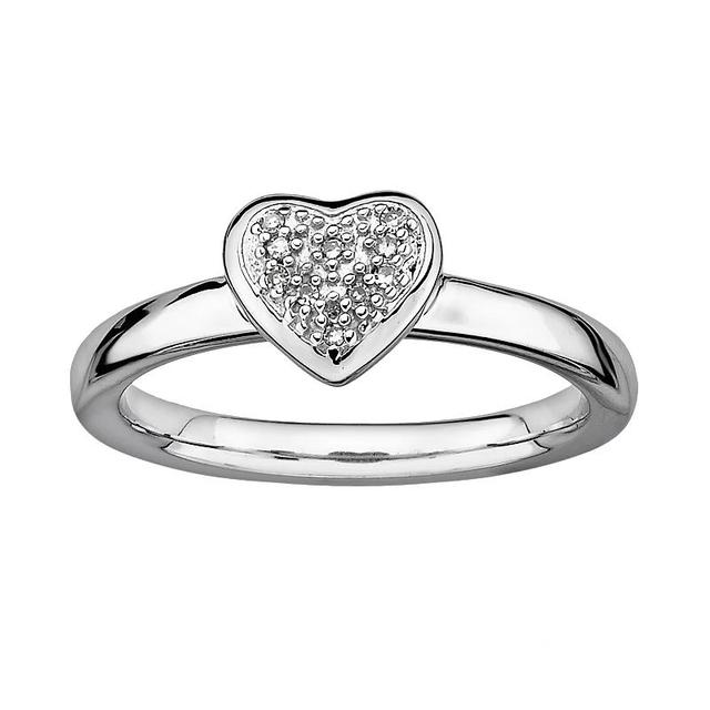 Stacks & Stones Sterling Silver Diamond Accent Heart Stack Ring, Womens Grey Product Image