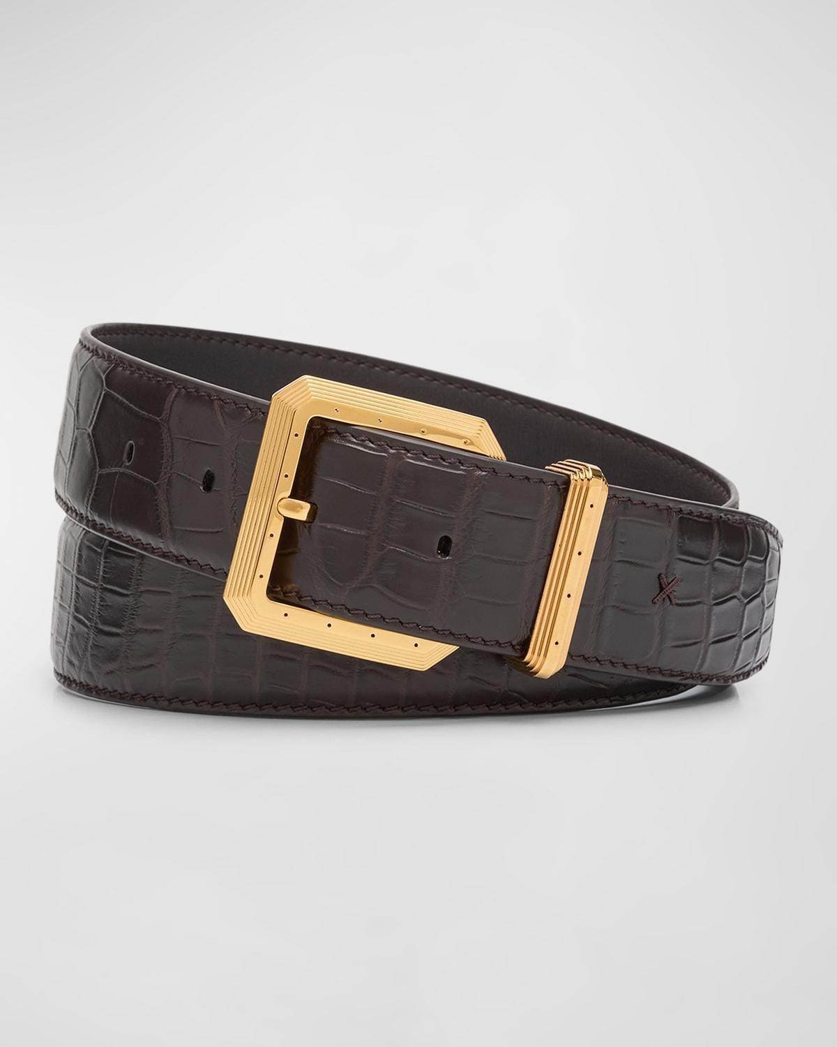 Men's Crocodile Leather Belt Product Image