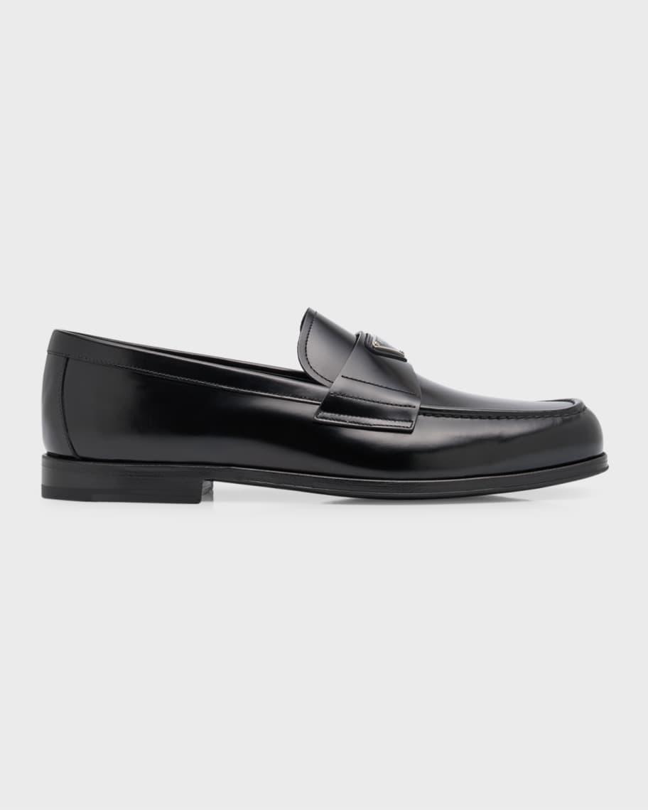 Men's Enameled Logo Leather Penny Loafers Product Image