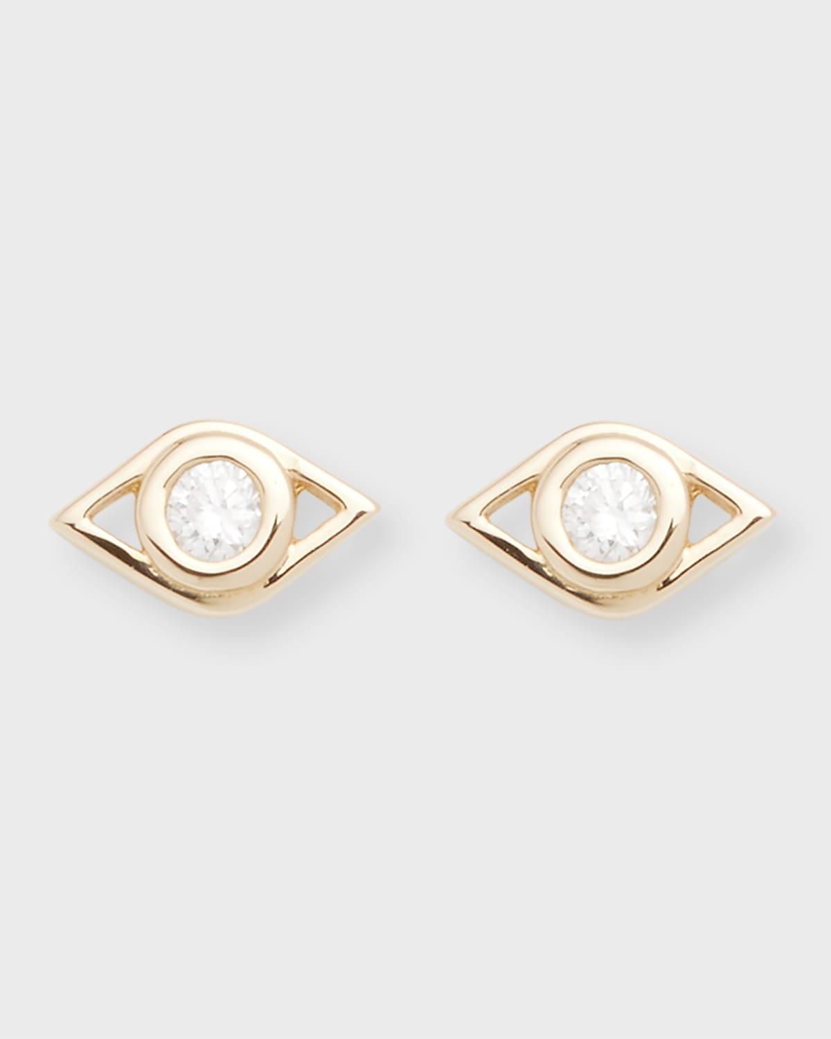 Womens 14K Yellow Gold & 0.03 TCW Diamond Evil Eye Stud Earring Product Image