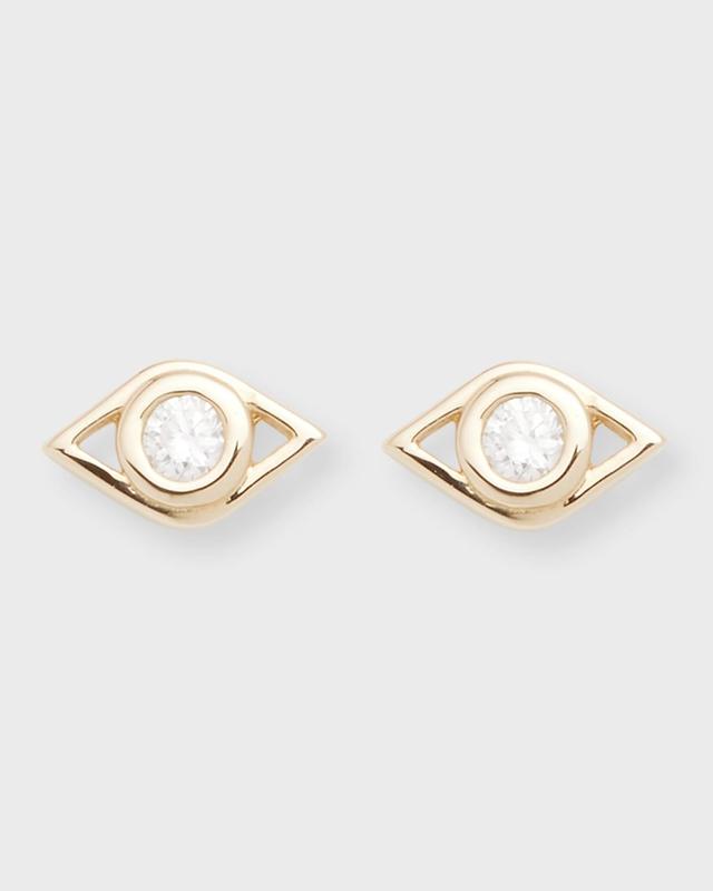 Womens 14K Yellow Gold & 0.03 TCW Diamond Evil Eye Stud Earring Product Image