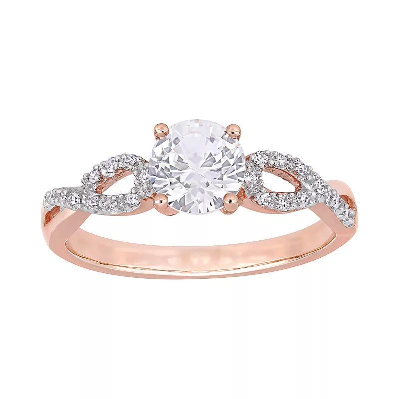 Stella Grace 10K Rose Gold Lab-Created White Sapphire & 1/10 Carat T.W. Diamond Infinity Engagement Ring, Womens Product Image