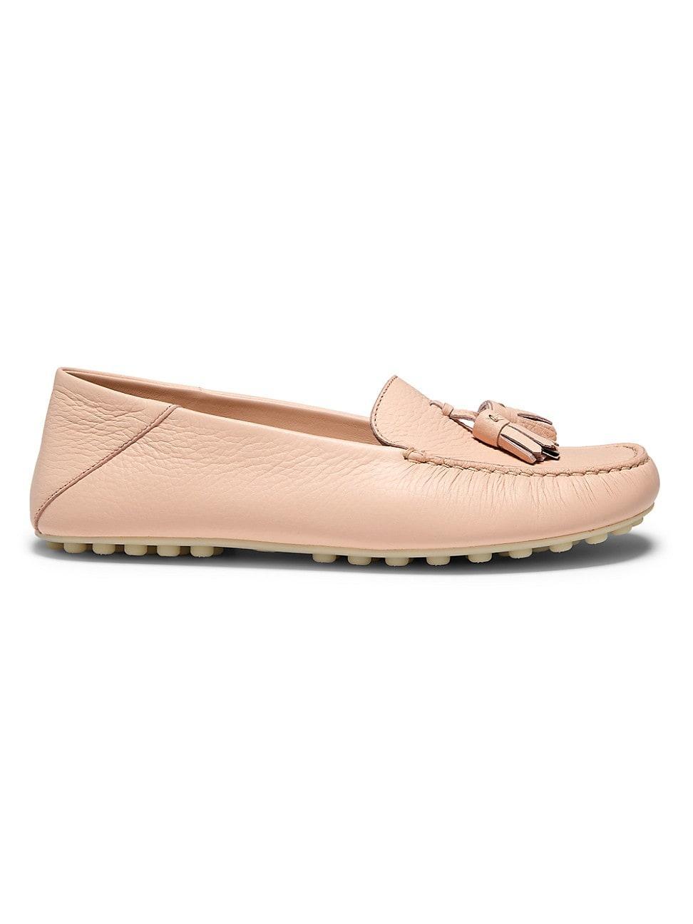 Womens Dot Sole Leather Moccasin Loafers Product Image