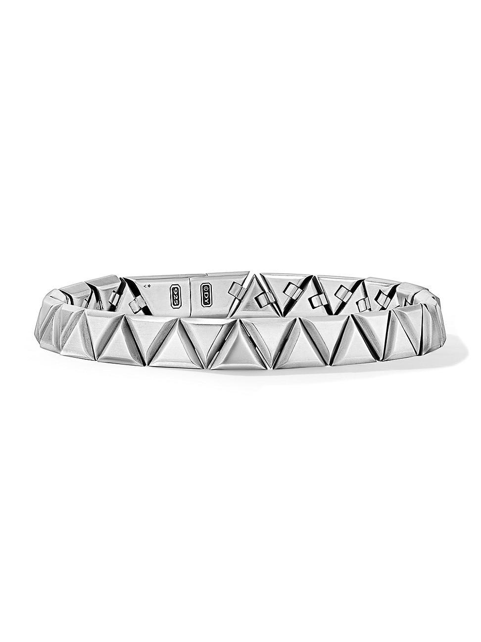 Mens Faceted Link Triangle Bracelet in Sterling Silver Product Image