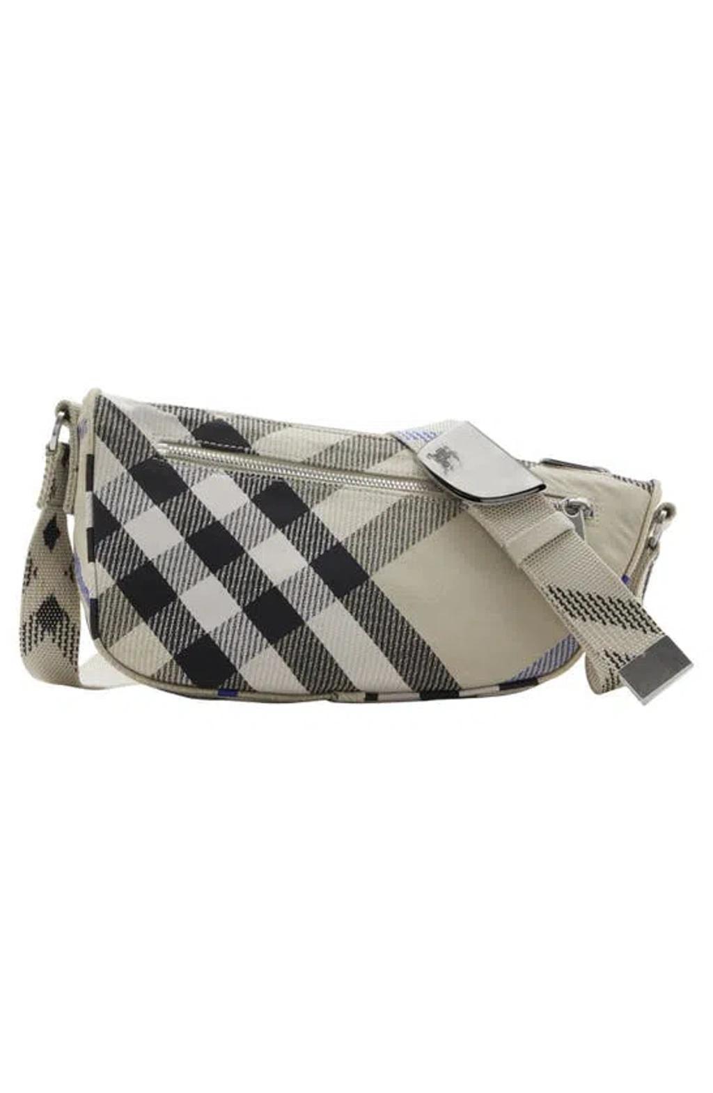 Shield Check Jacquard Crossbody Bag In Beige Product Image