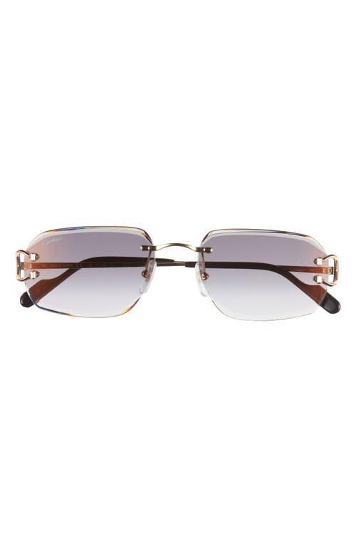 Cartier Decor 24 Carat Gold Plated Rimless Rectangular Sunglasses, 58mm Product Image