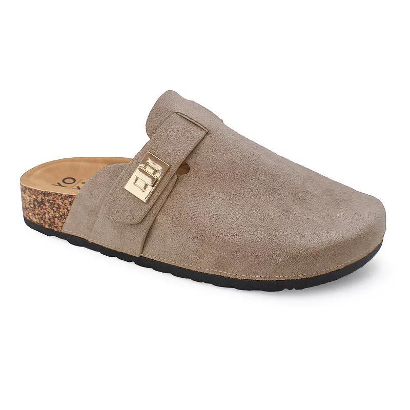 Yoki Gila-103 Womens Faux Suede Slip On Clogs Brown Product Image