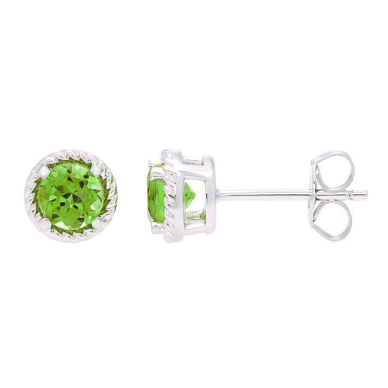 Boston Bay Diamonds Sterling Silver Genuine Peridot Rope Halo Stud Earrings, Womens Product Image