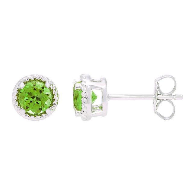 Boston Bay Diamonds Sterling Silver Genuine Peridot Rope Halo Stud Earrings, Womens, Green Product Image