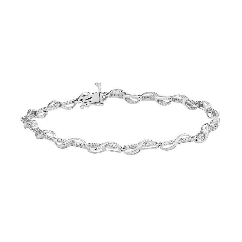 Sterling Silver 1/10 Carat T.W. Diamond Twist Bracelet, Womens White Product Image