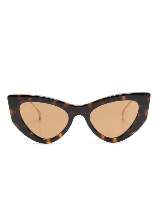 Tortoiseshell-effect Cat-eye Sunglasses In Brown Product Image